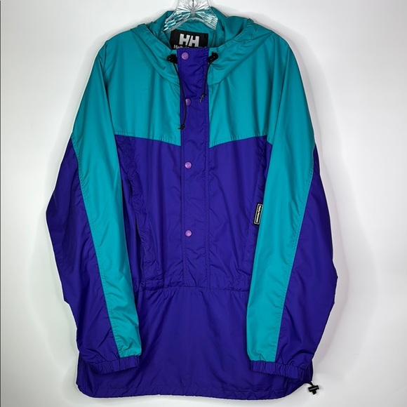 Vintage Helly Hansen Blue Pullover Packable Jacket Size Medium - Picture 1 of 10